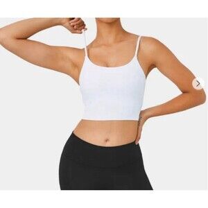 Halara White Basic Padded Workout Cropped Tank Top XS Women's Athleisure Gym